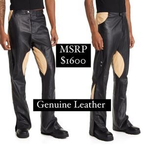 Head of State Black Genuine Leather Motorcycle lyabo Pants 34